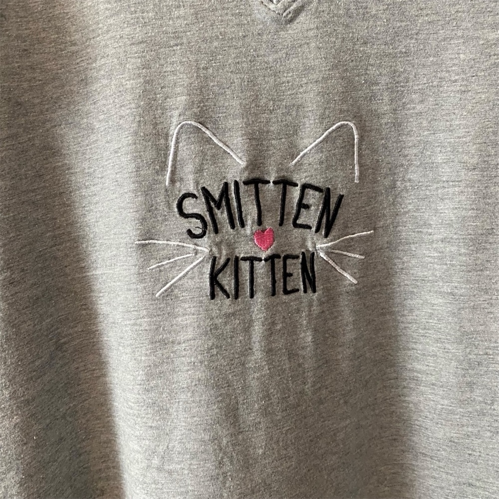 Gray and Pink Cat-Themed Womans Pjs - Picture 3 of 8